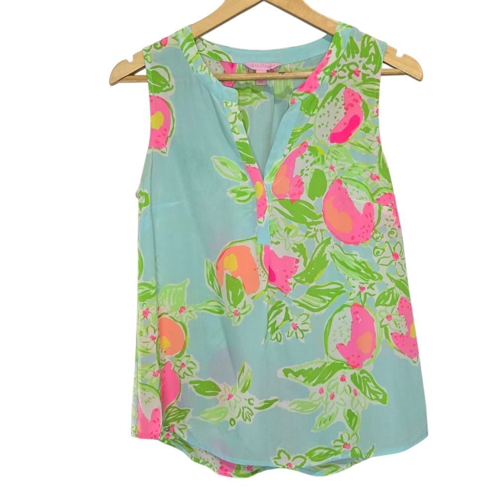 Lilly Pulitzer Stacey Floral Sleeveless Top In Pink Lemonade